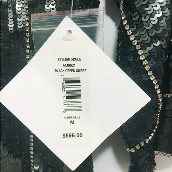 Badgley Mischka Mark & James Sequin Dress black & Green Couture
